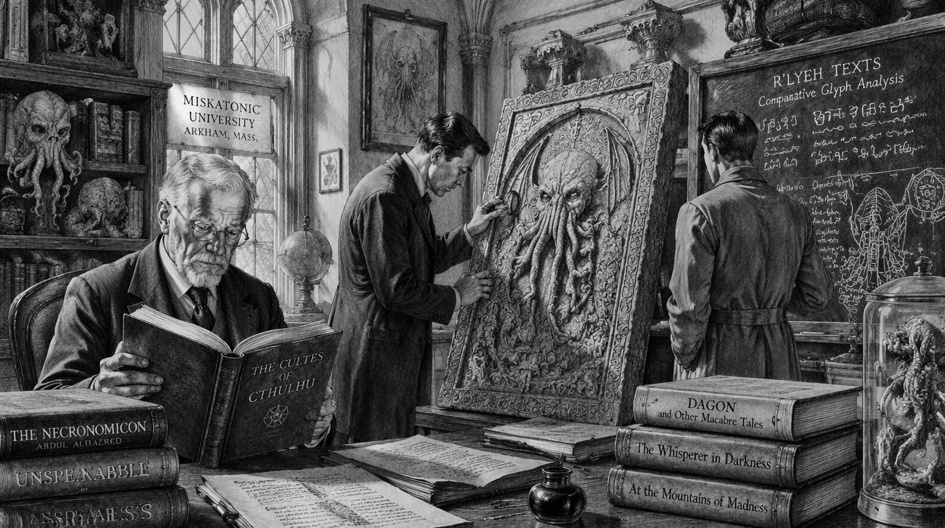 Miskatonic scholars and human contact visual reference