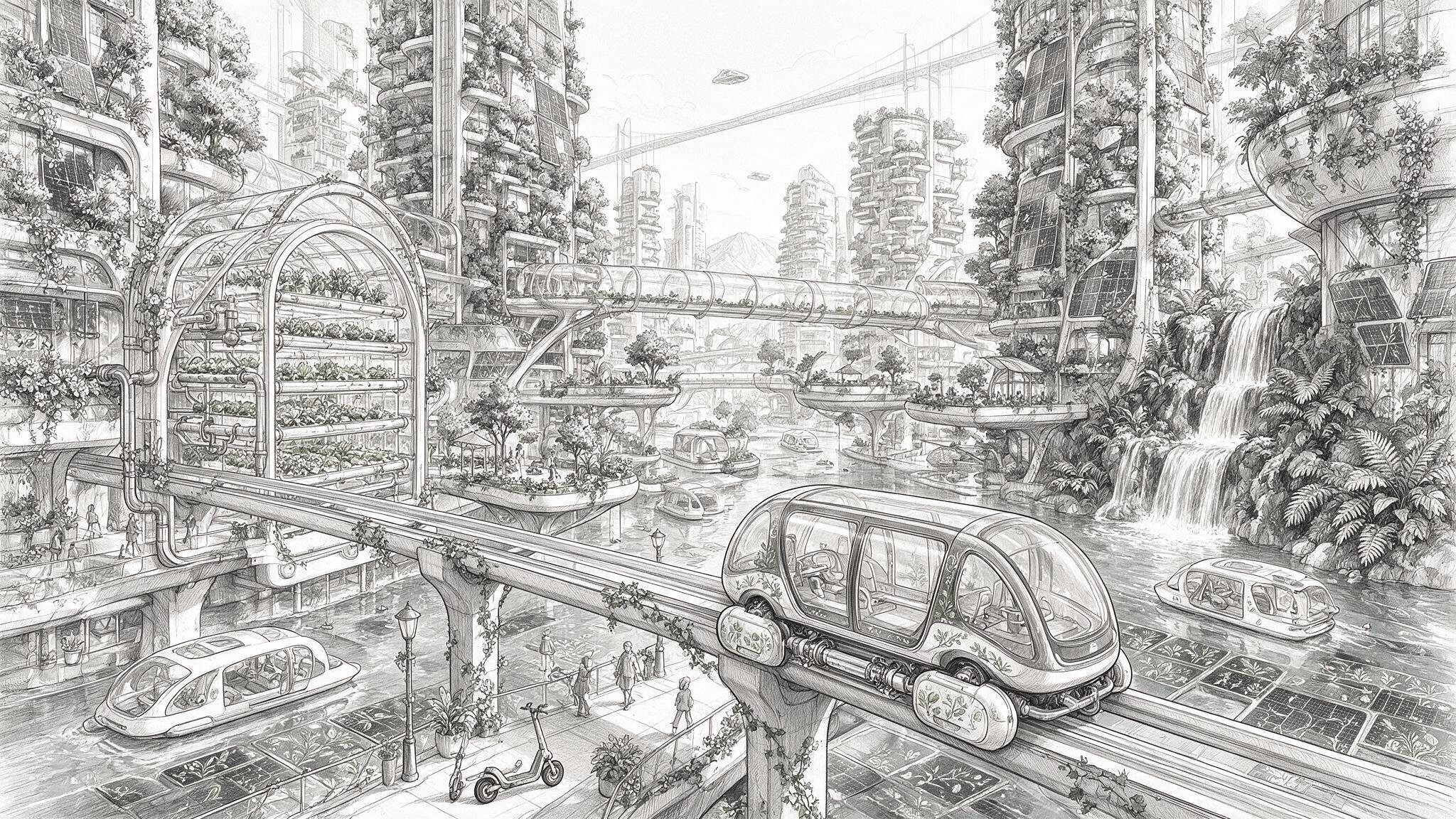 Water garden transport city