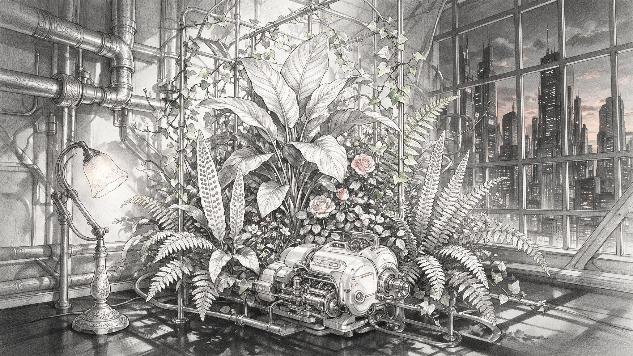 Indoor garden and machine lamp