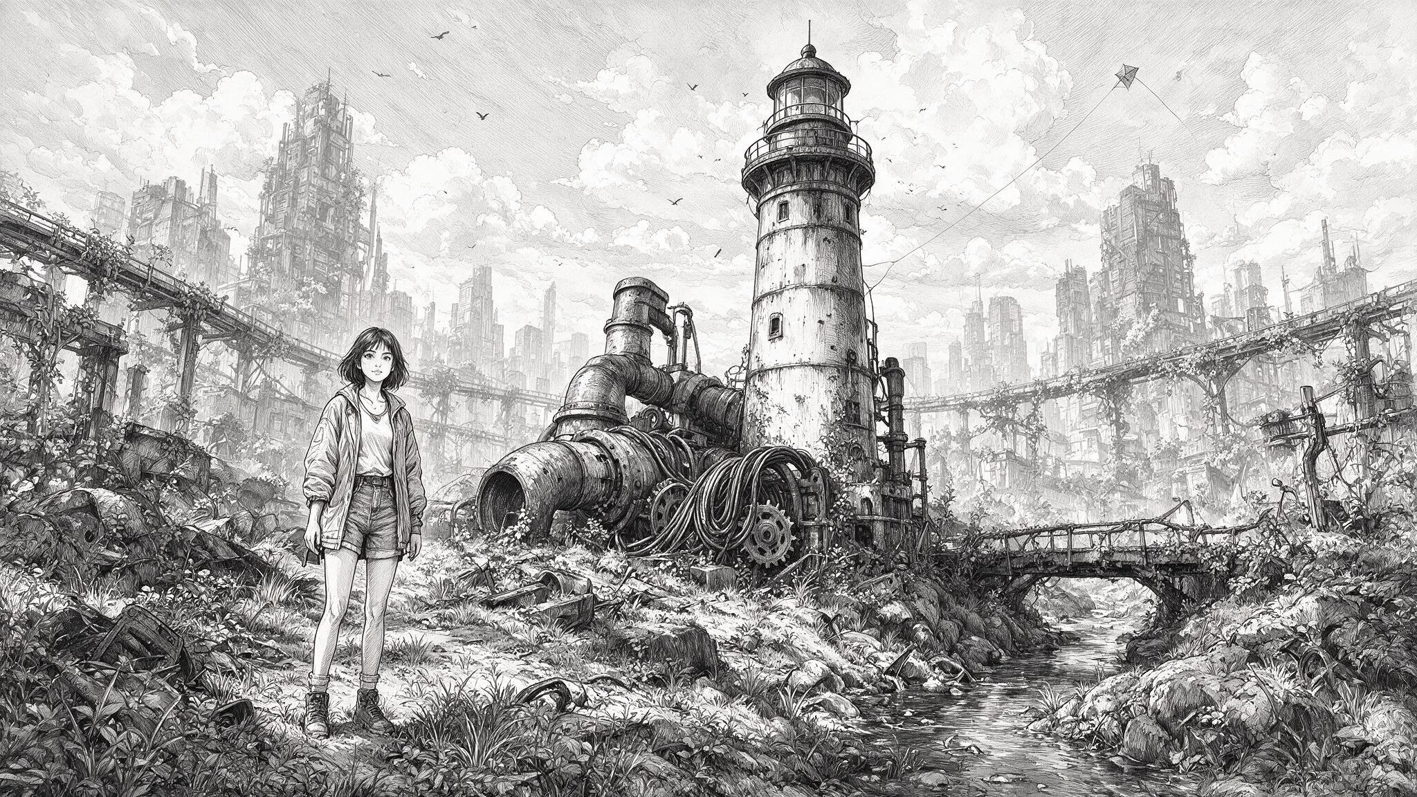 Warm future story opening in ruins