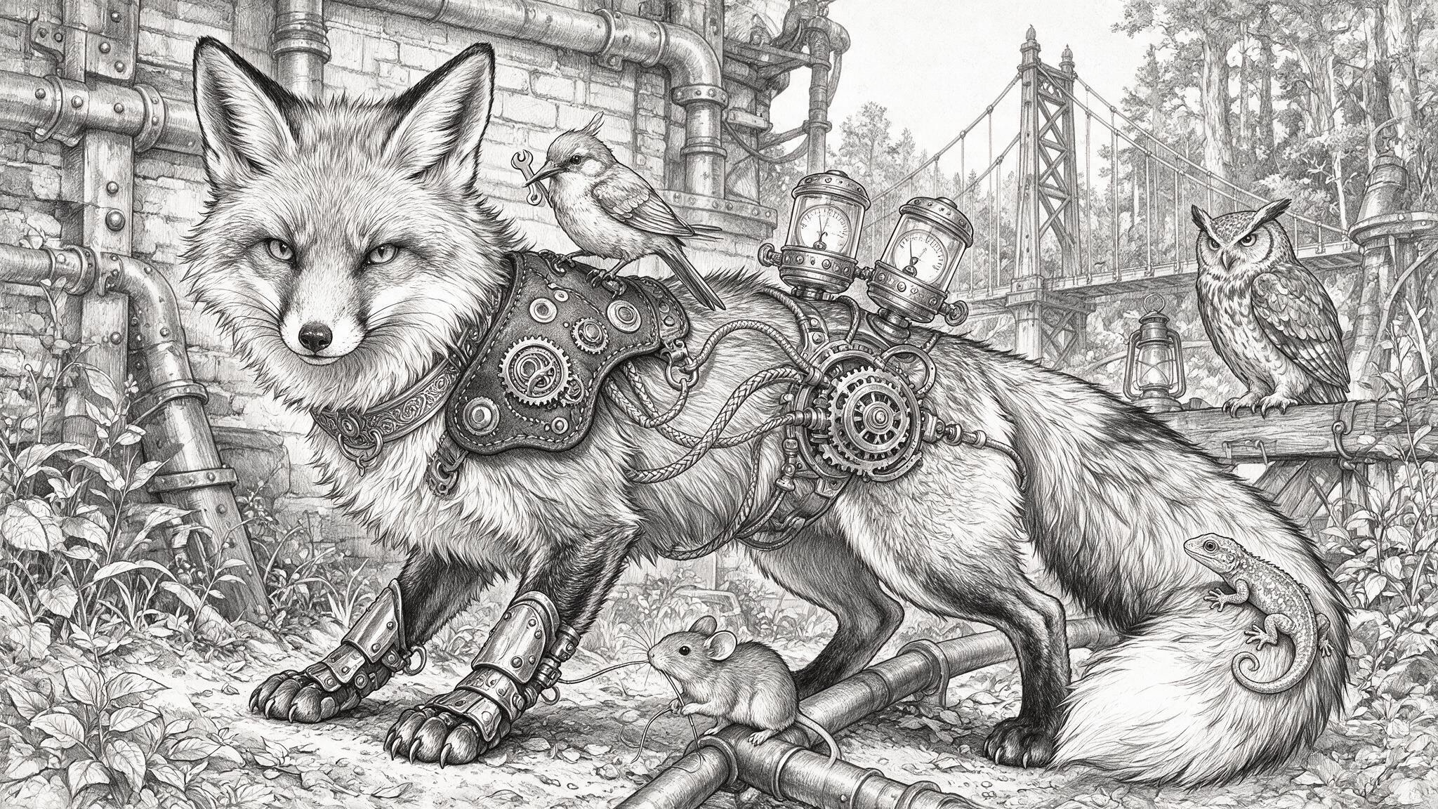 Fox and small creatures in repaired ecology