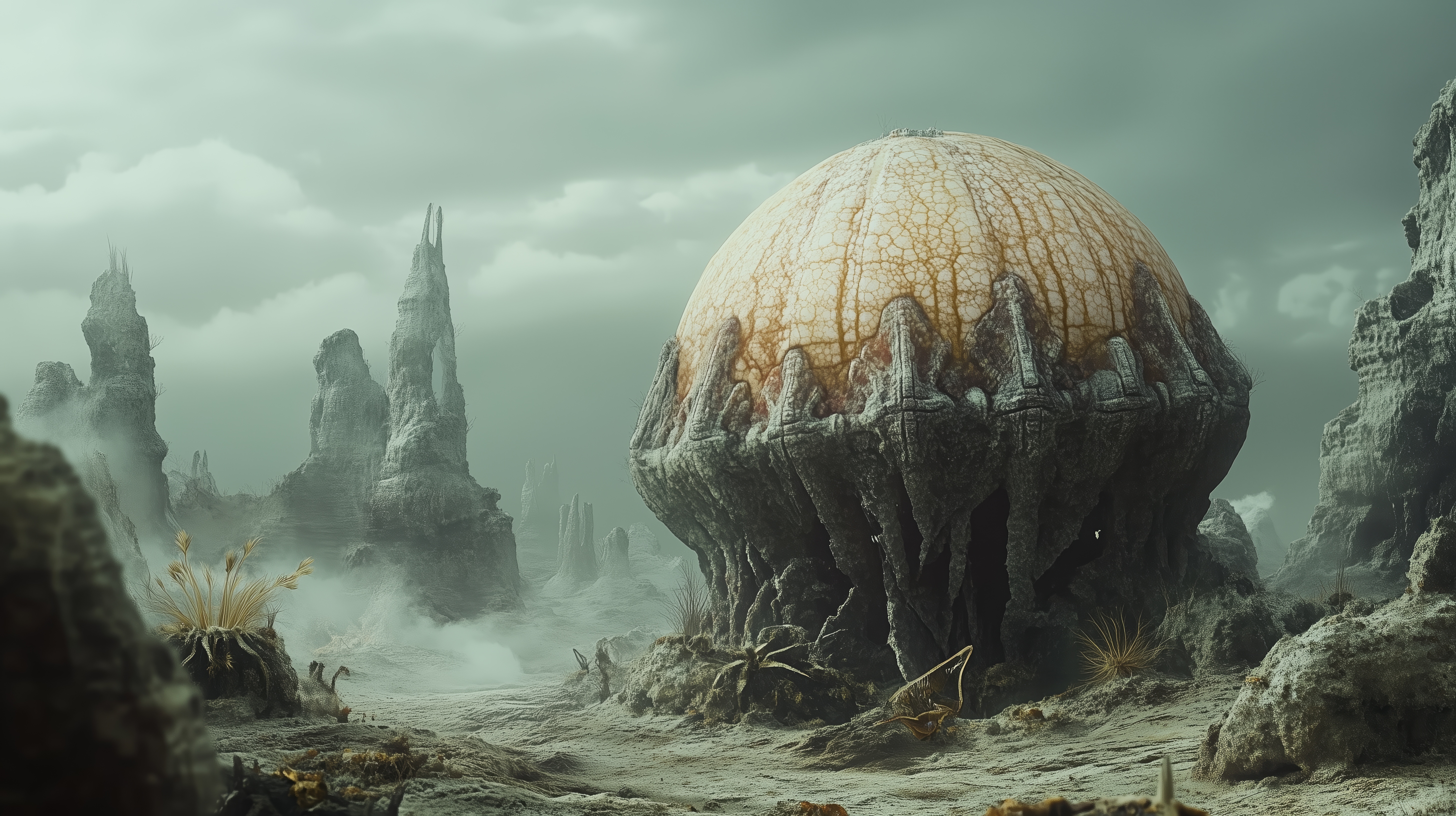 Giant spherical shell structure in a ruin landscape