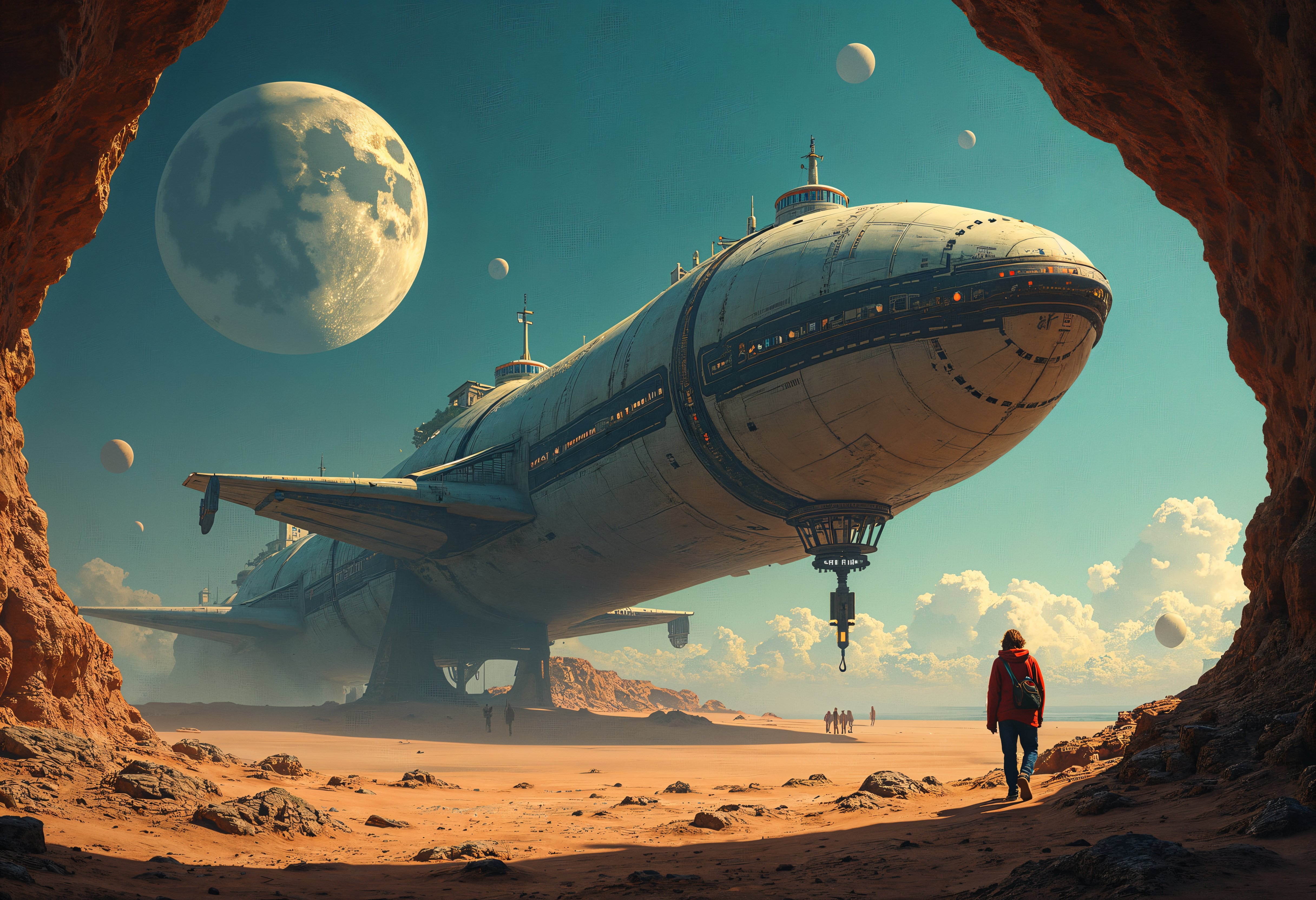 Gigantic spacecraft on a desert world