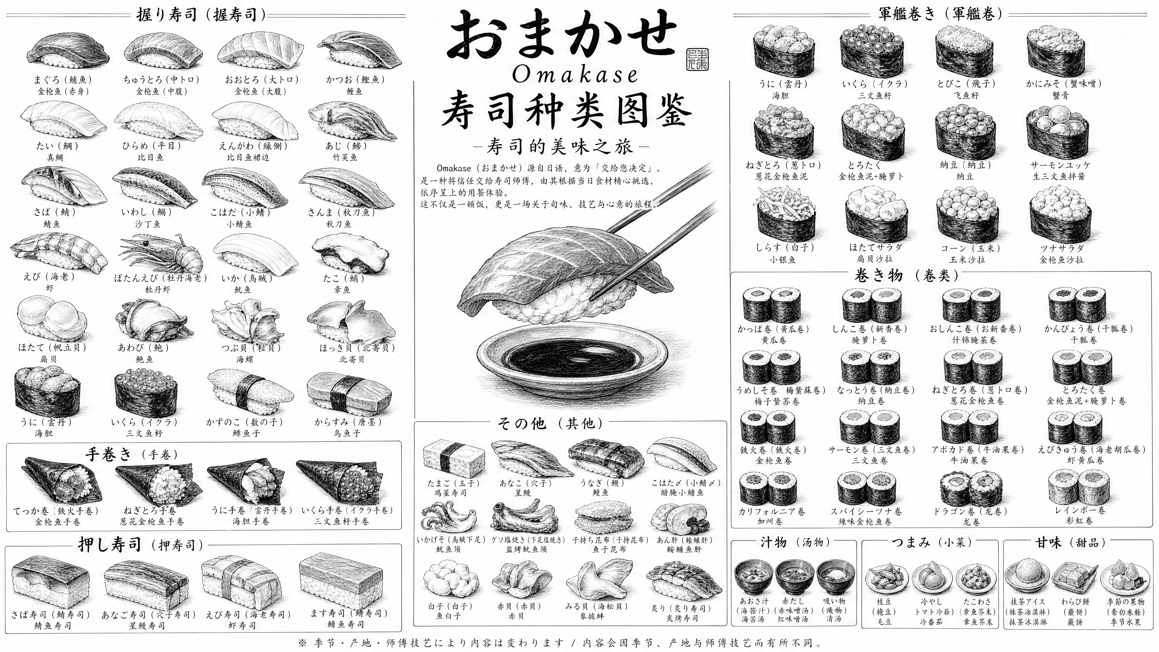 Omakase sushi selection