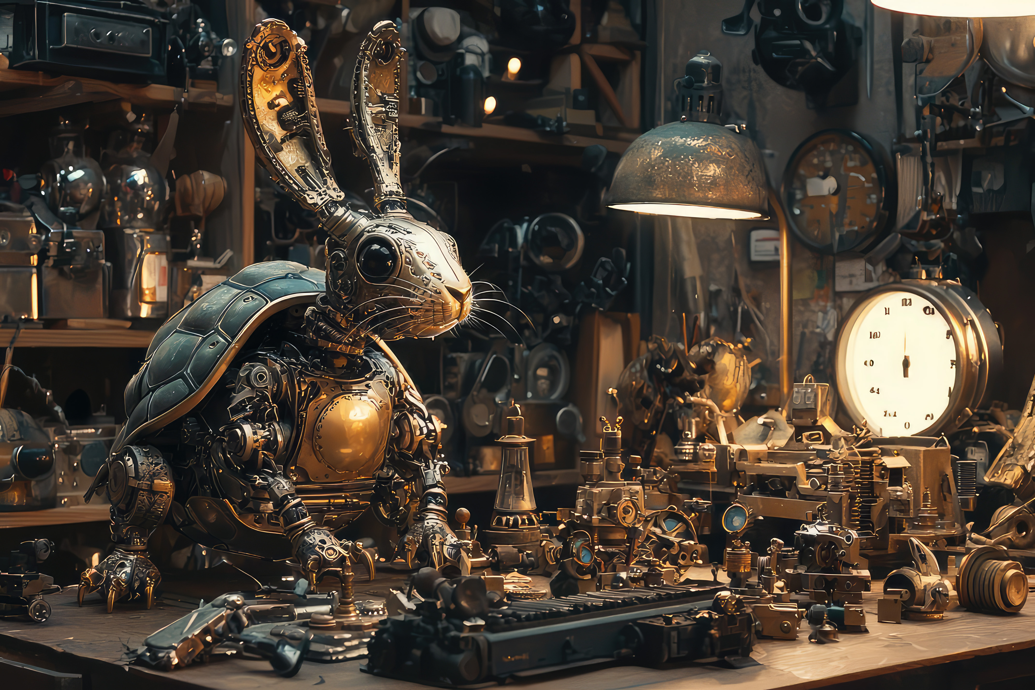 Explorer entering a detailed steampunk world