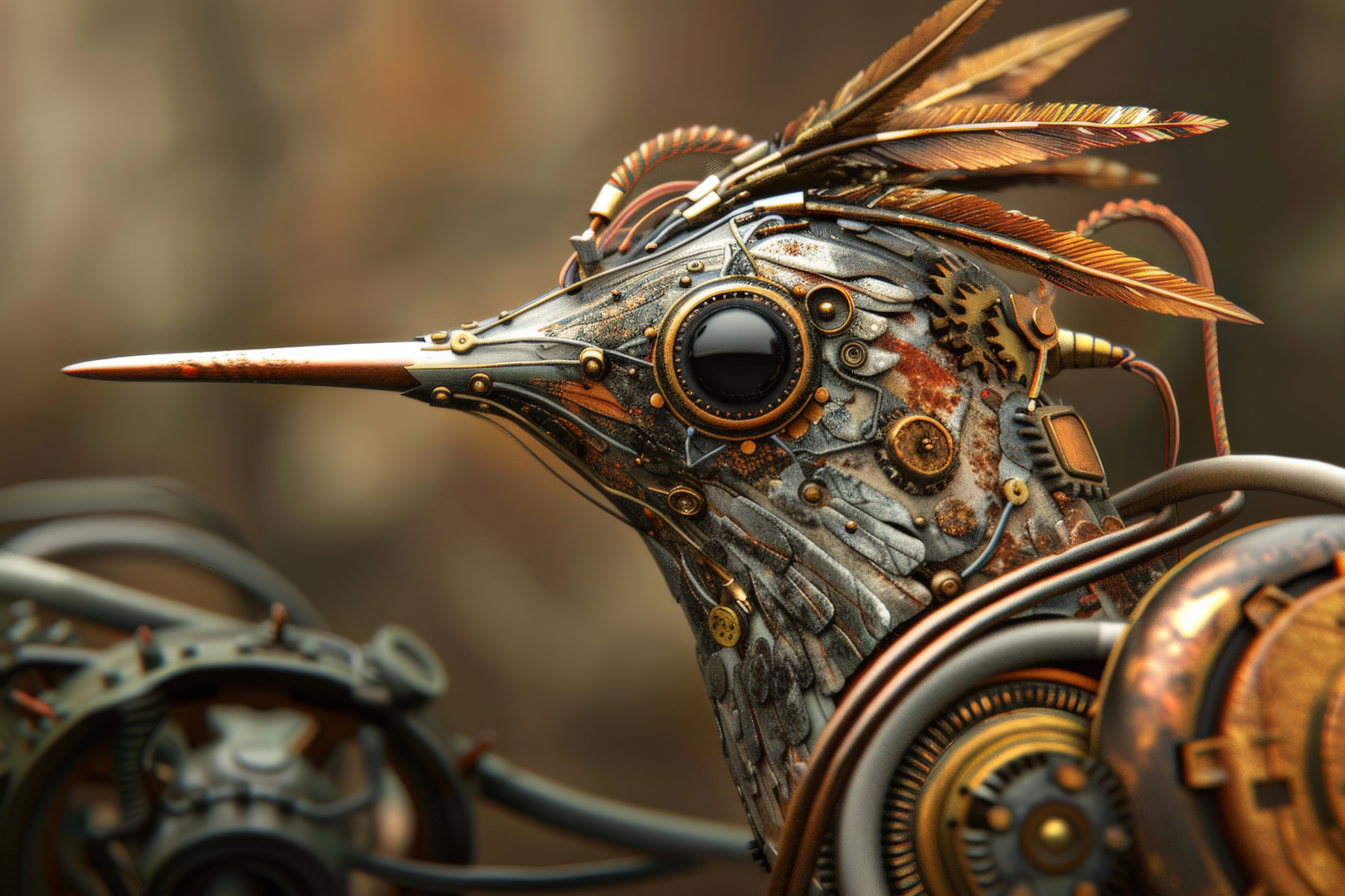 Steampunk robotic hummingbird