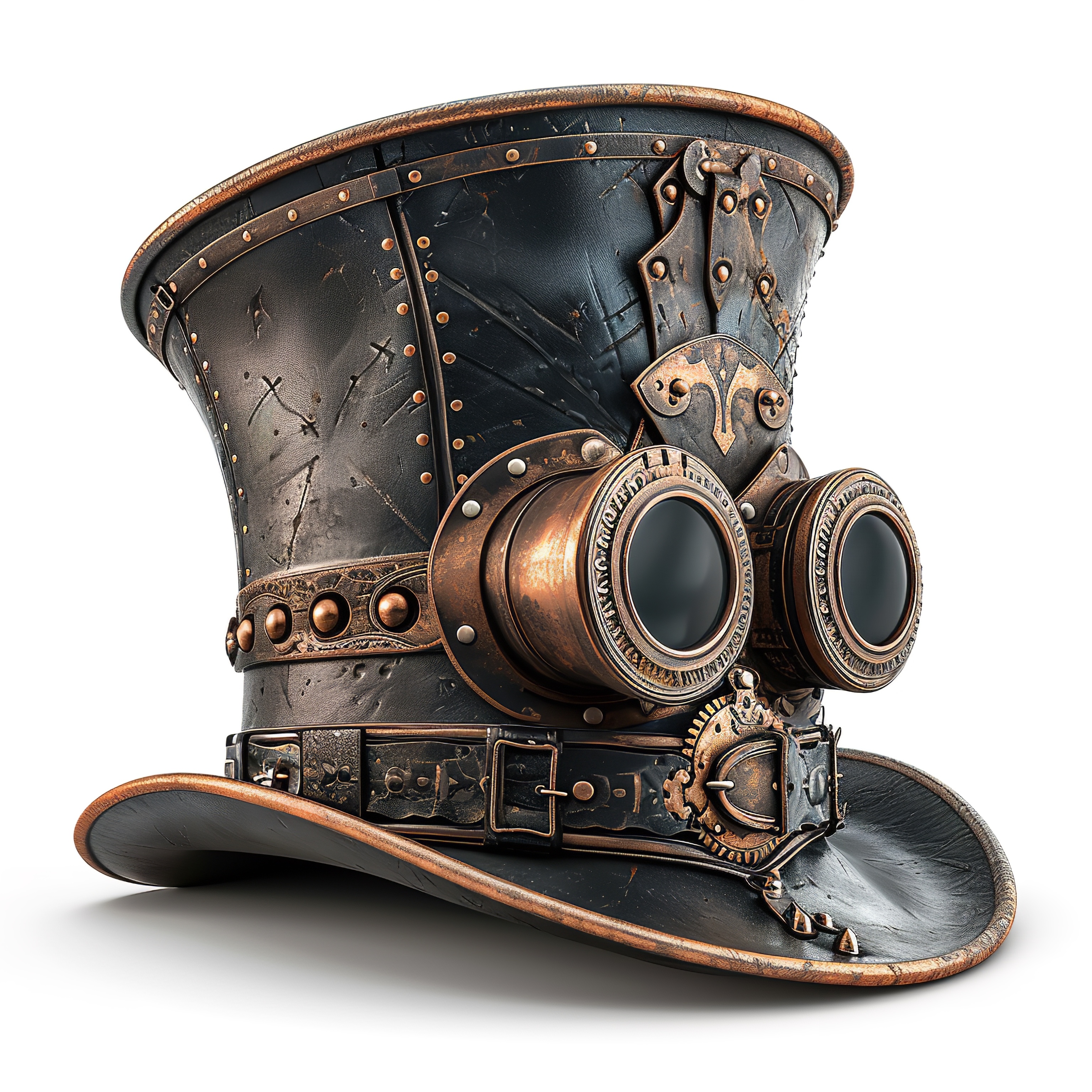 Steampunk top hat with detailed accessories