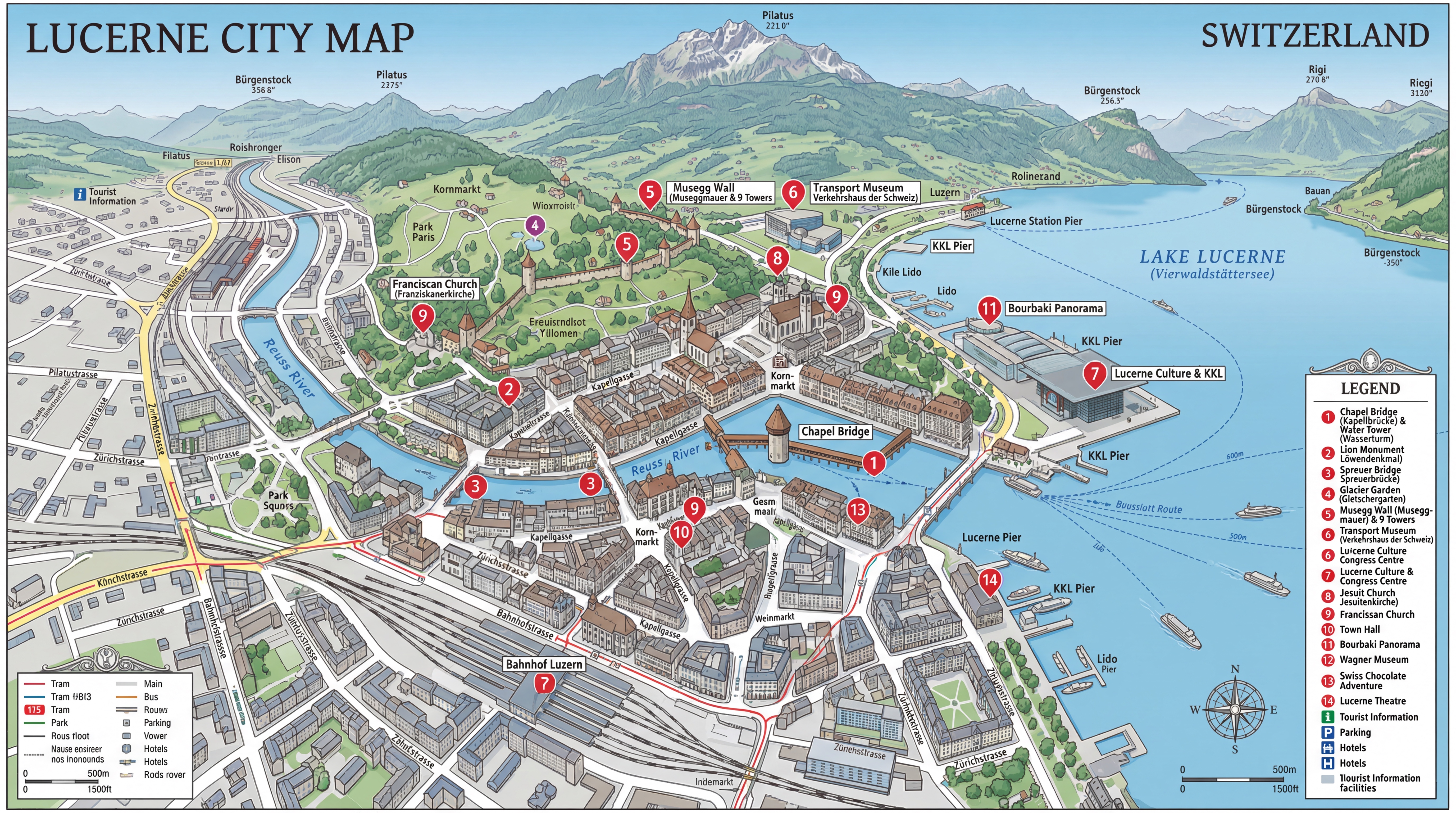 Lucerne city map